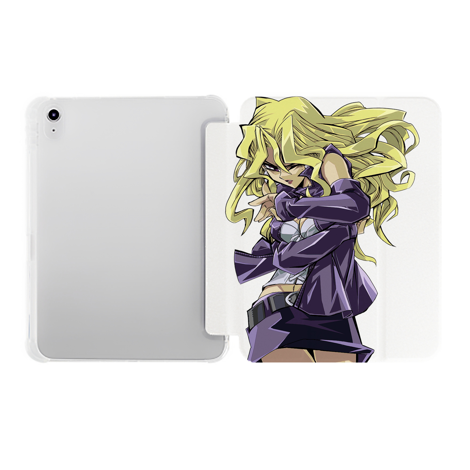 （画像用） 遊☆戯☆王 Yu-Gi-Oh! IPad ケース ペン収納付き 三つ折りスタンド PUレザー×シリコン 対応機種9.5/10.5/10.9インチ